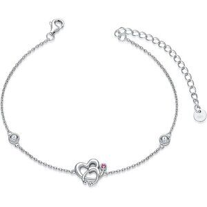 Pink Stethoscope 925 Silver Heart Charm Bracelet with Birthstone Crystals